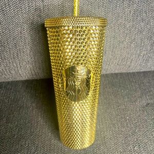 Starbucks Gold Studded Tumbler 2022 Fall Winter Holiday Bling